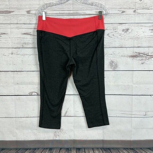 Nike Leggings Womens Large Gray Midrise Crop Logo Stretch Yoga - Picture 3 of 12